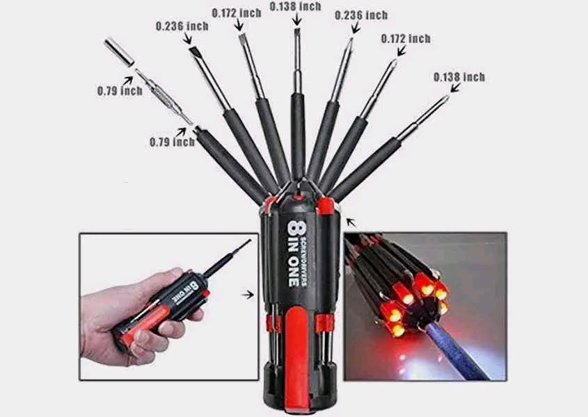 Screwdriver Torch 8 in 1 - المفك الجبار 8 فى 1 مزود بكشاف